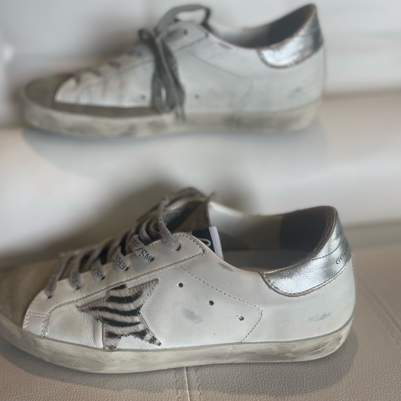 Golden Goose Superstar Leather Upper Suede Toe Zebra. - Picture 8 of 11